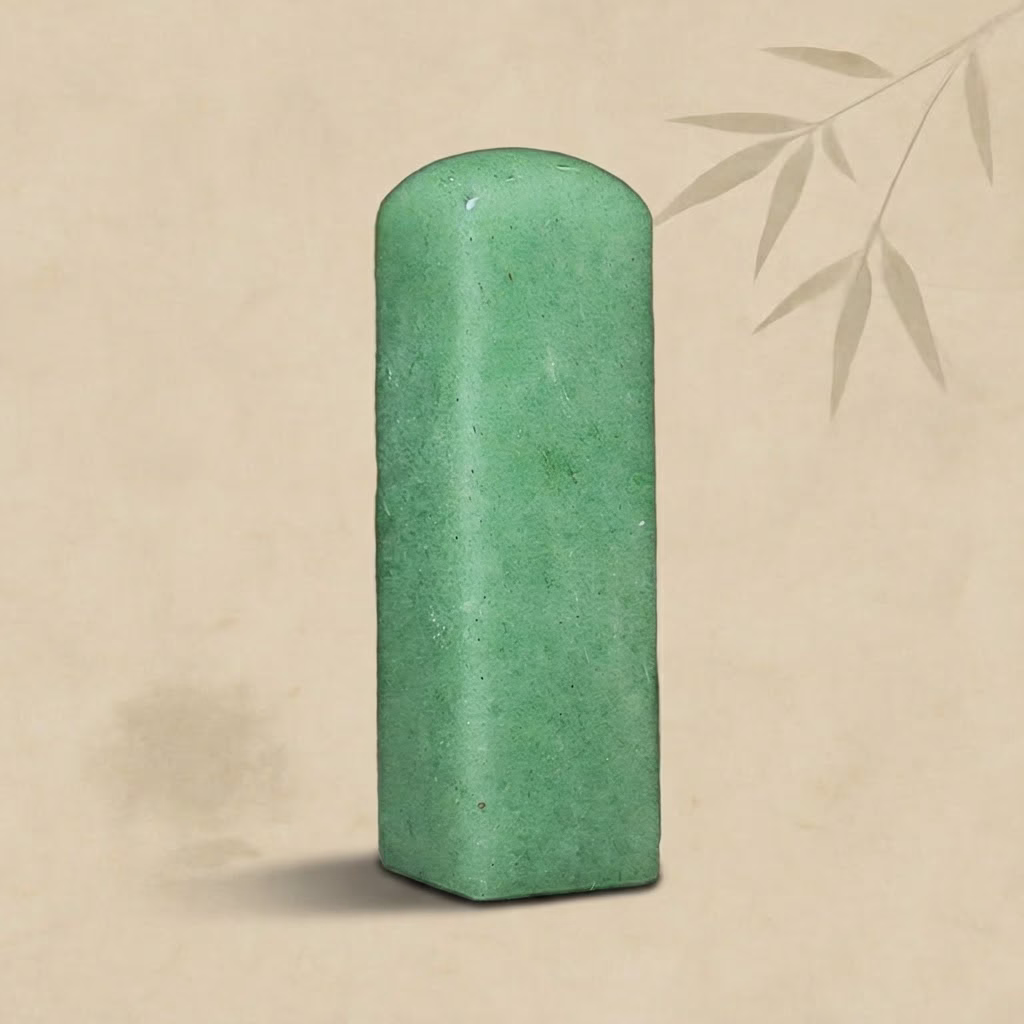 天然綠東菱玉印章