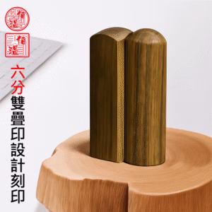 天然六分綠檀雙疊印印章