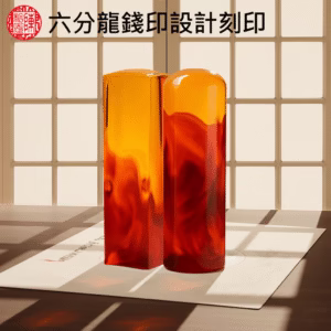 特殊六分紅琥珀龍錢印印章