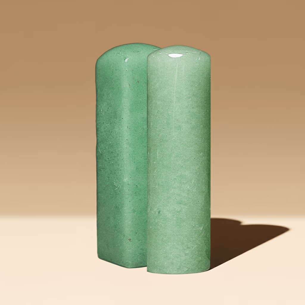 天然綠東菱玉印章