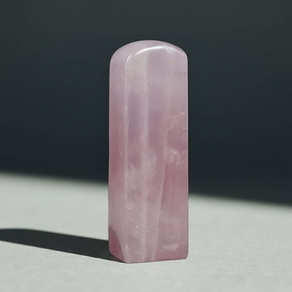 天然粉水晶印章