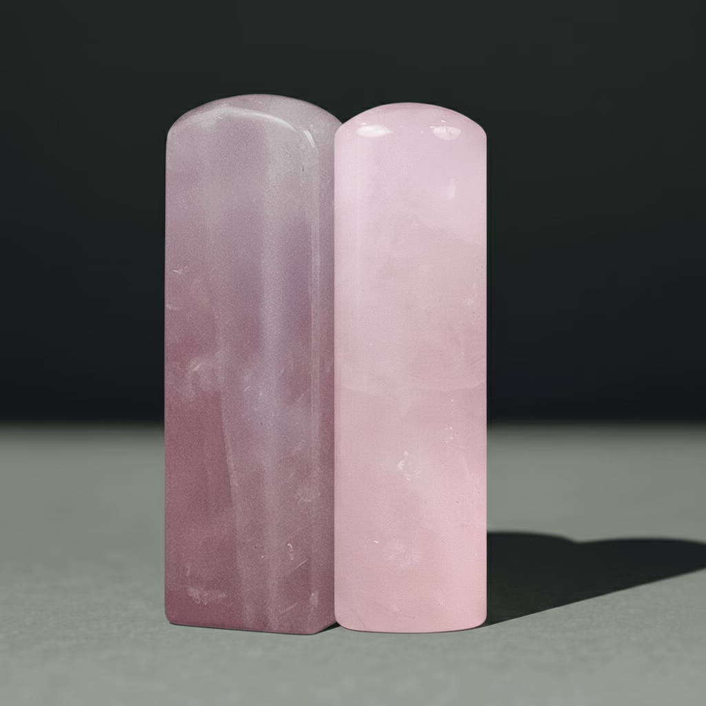 天然粉水晶印章