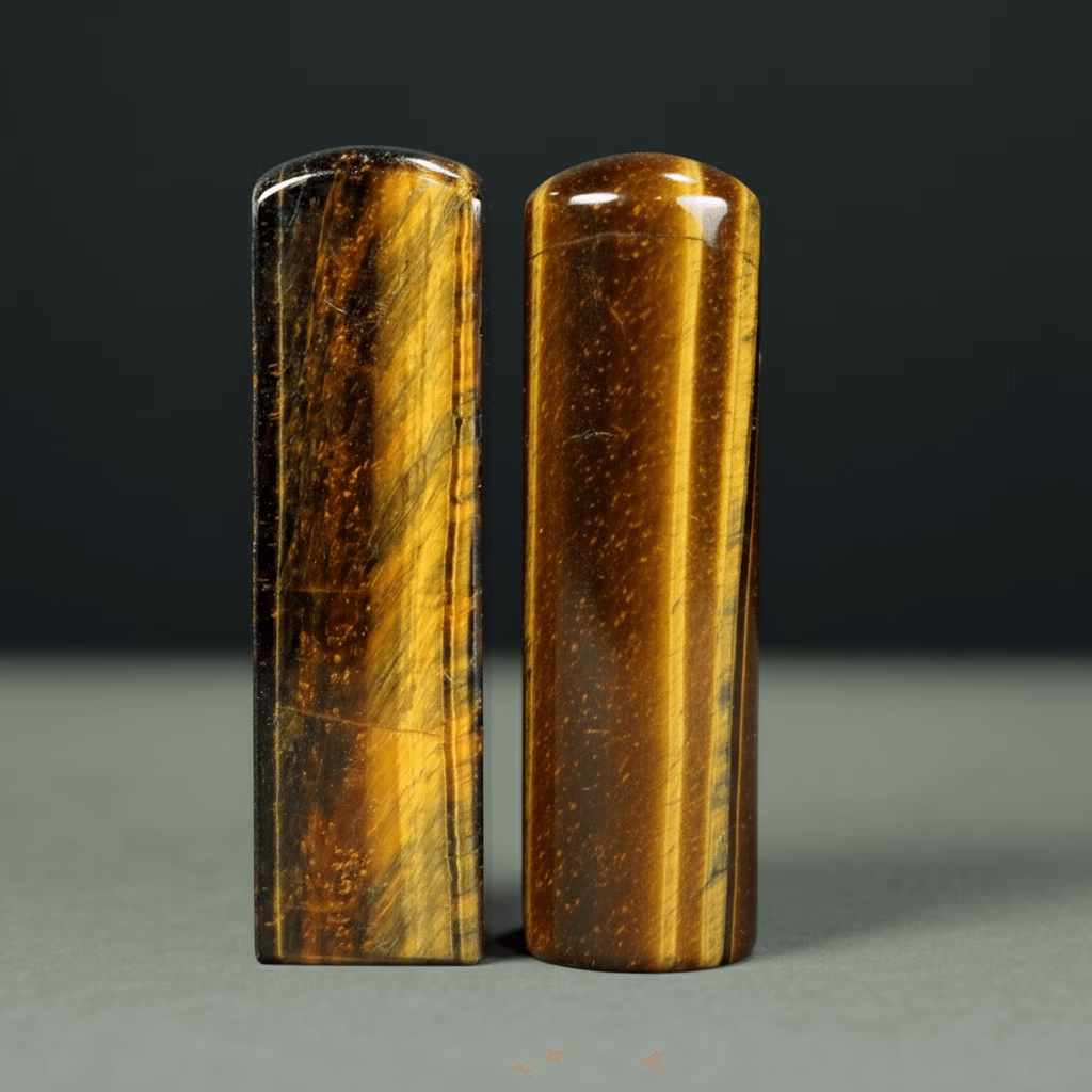 天然黃藍虎眼石印章